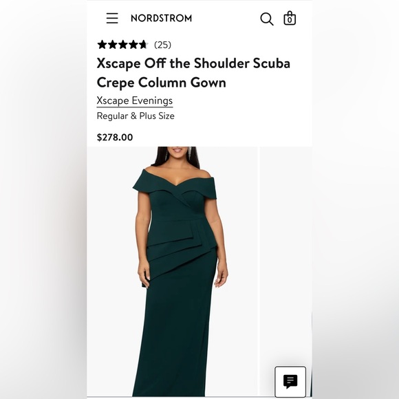 NWT. Xscape Off the Shoulder Scuba Crepe Column Gown. Size 16W - Picture 2 of 16